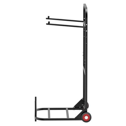 Folding Chair Rack, 100 LBS Capacity, Heavy-duty Chair Cart for Hanging 10 Chairs, Multi-Function Metal Chair Storage Dolly with Rubber Wheels, Push-Style Chair Holder, Matte Black