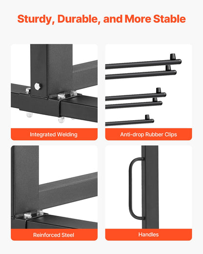 Folding Chair Rack, 800 LBS Capacity, Heavy-duty Chair Cart for 84 Chairs/ 12 Tables+42 Chairs, Dual-layer Chair Storage Dolly with Rubber Wheels and Holders, Large Chair Holder, Matte Black