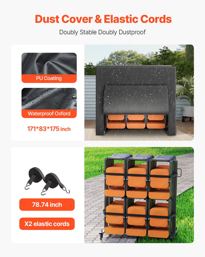 Folding Chair Rack, 800 LBS Capacity, Heavy-duty Chair Cart for 84 Chairs/ 12 Tables+42 Chairs, Dual-layer Chair Storage Dolly with Rubber Wheels and Holders, Large Chair Holder, Matte Black