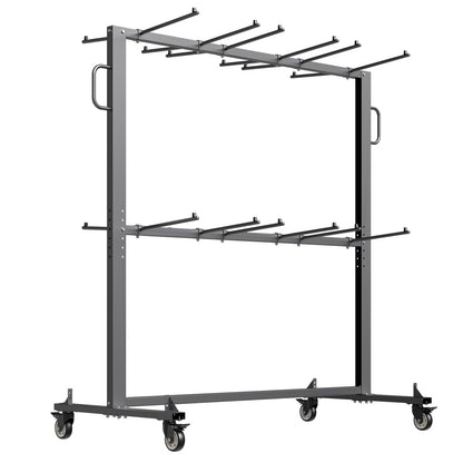 Folding Chair Rack, 800 LBS Capacity, Heavy-duty Chair Cart for 84 Chairs/ 12 Tables+42 Chairs, Dual-layer Chair Storage Dolly with Rubber Wheels and Holders, Large Chair Holder, Matte Black