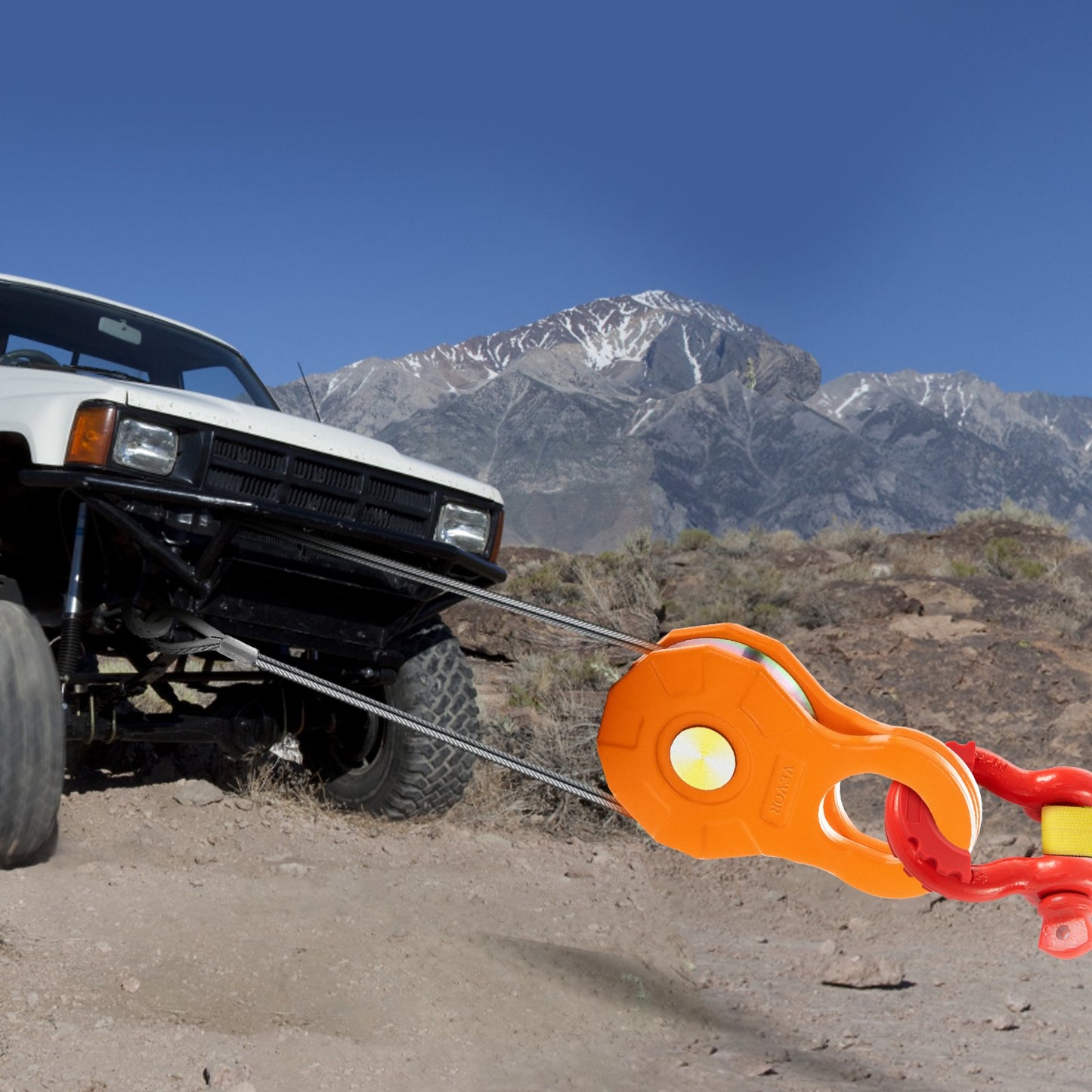 Snatch Block, 11T/25,000 LBS Working Load Limit, Heavy Duty Winch Pulley for 0.55"/14 mm Synthetic Rope or Soft Shackles, Off-road Recovery Accessories for Tractor, Truck, ATV & UTV, 2 Packs