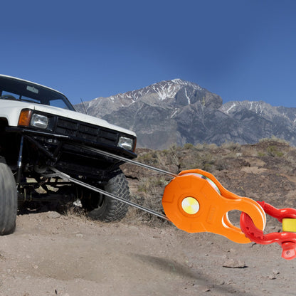 Snatch Block, 11T/25,000 LBS Working Load Limit, Heavy Duty Winch Pulley for 0.55"/14 mm Synthetic Rope or Soft Shackles, Off-road Recovery Accessories for Tractor, Truck, ATV & UTV, 2 Packs