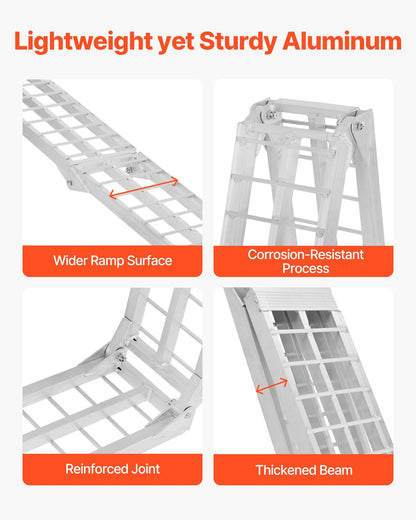 Aluminum Ramps, 600 lbs, 1Pcs Heavy-duty Ramps with Wider Ramp Surface, Universal Stable Loading Ramp with Handles, Fit for Motorcycle, Electric Bicycle, Bicycle, etc.