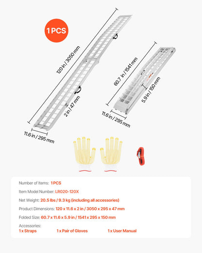 Aluminum Ramps, 600 lbs, 1Pcs Heavy-duty Ramps with Wider Ramp Surface, Universal Stable Loading Ramp with Handles, Fit for Motorcycle, Electric Bicycle, Bicycle, etc.