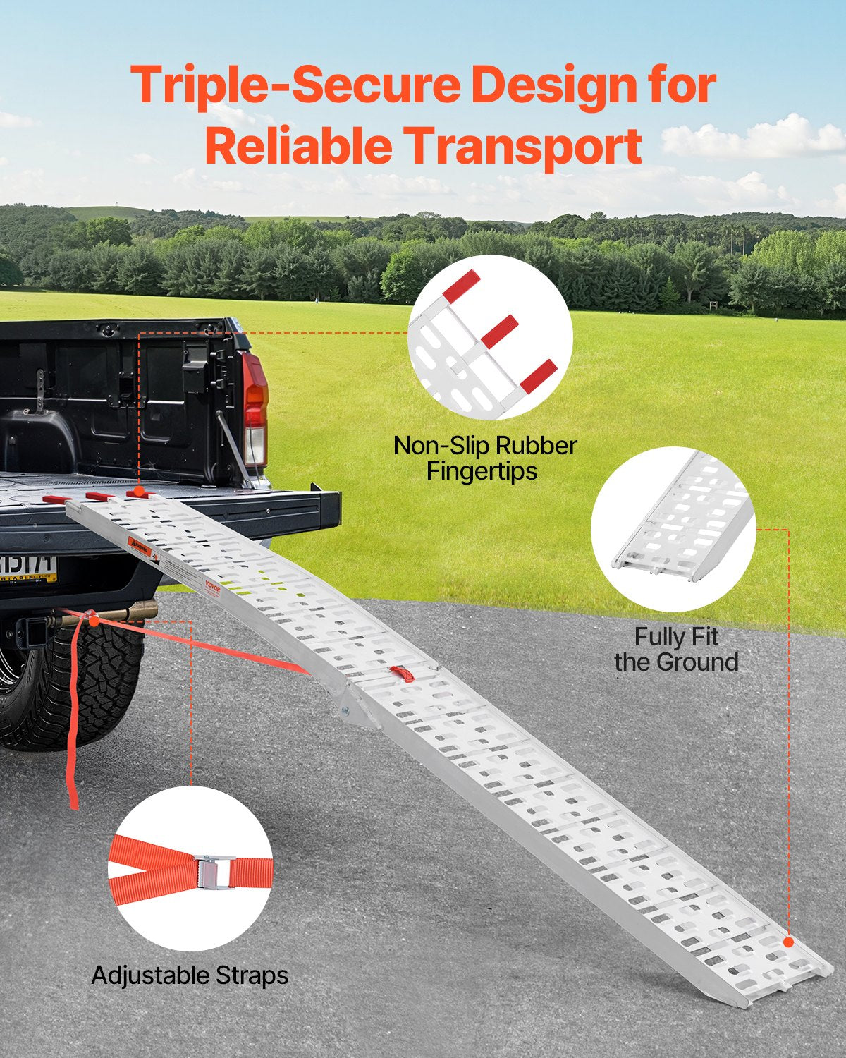 Aluminum Ramps, 750 lbs, 1Pcs Heavy-duty Ramps with Wider Ramp Surface, Universal Stable Loading Ramp with Handles, Fit for Motorcycle, Electric Bicycle, Bicycle, etc.