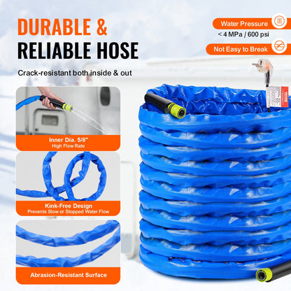 30.5 m Heated Water Hose for RV -45℉ Antifreeze Heated Drinking Water Hose