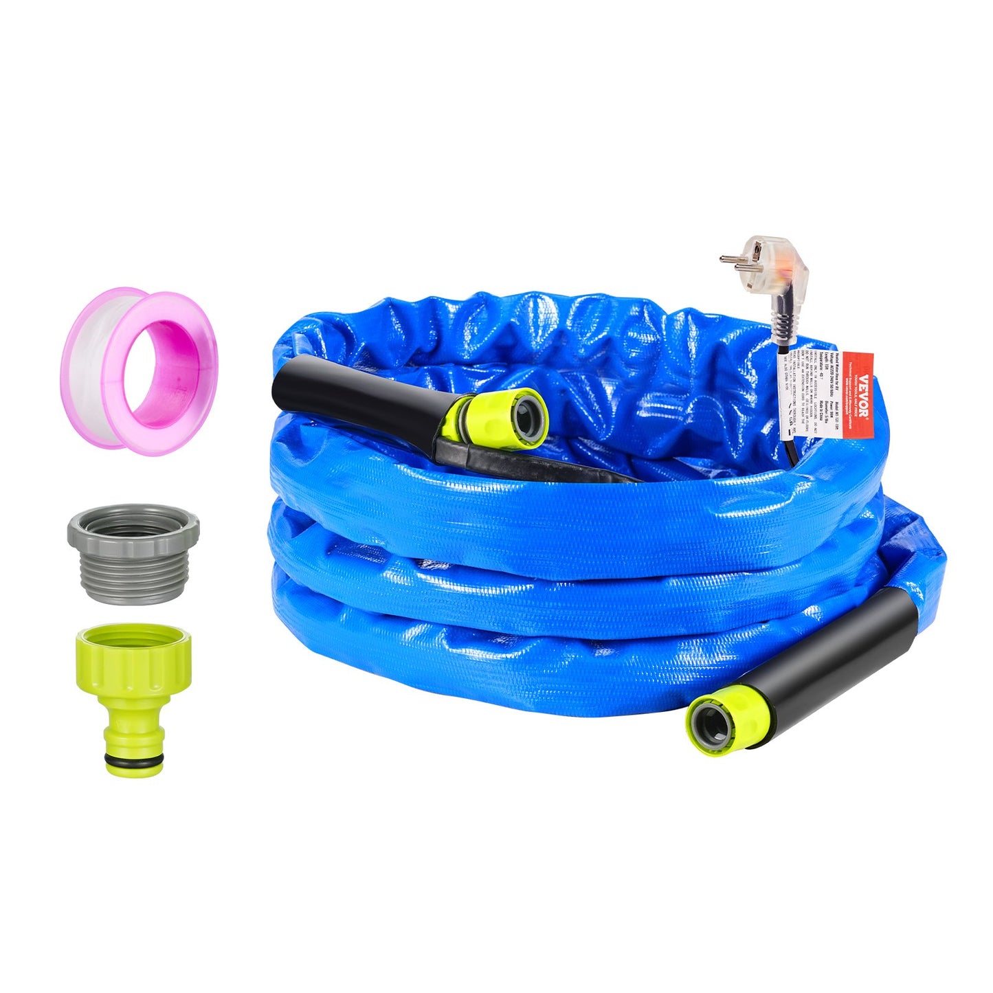 15ft Heated Water Hose for RV, Heated Drinking Water Hose with Corrugated Cover Antifreeze to -45°F, Automatic Self-regulating, 5/8" I.D. with Quick-connect Fitting Set, Lead and BPA Free