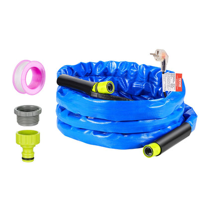 15ft Heated Water Hose for RV, Heated Drinking Water Hose with Corrugated Cover Antifreeze to -45°F, Automatic Self-regulating, 5/8" I.D. with Quick-connect Fitting Set, Lead and BPA Free