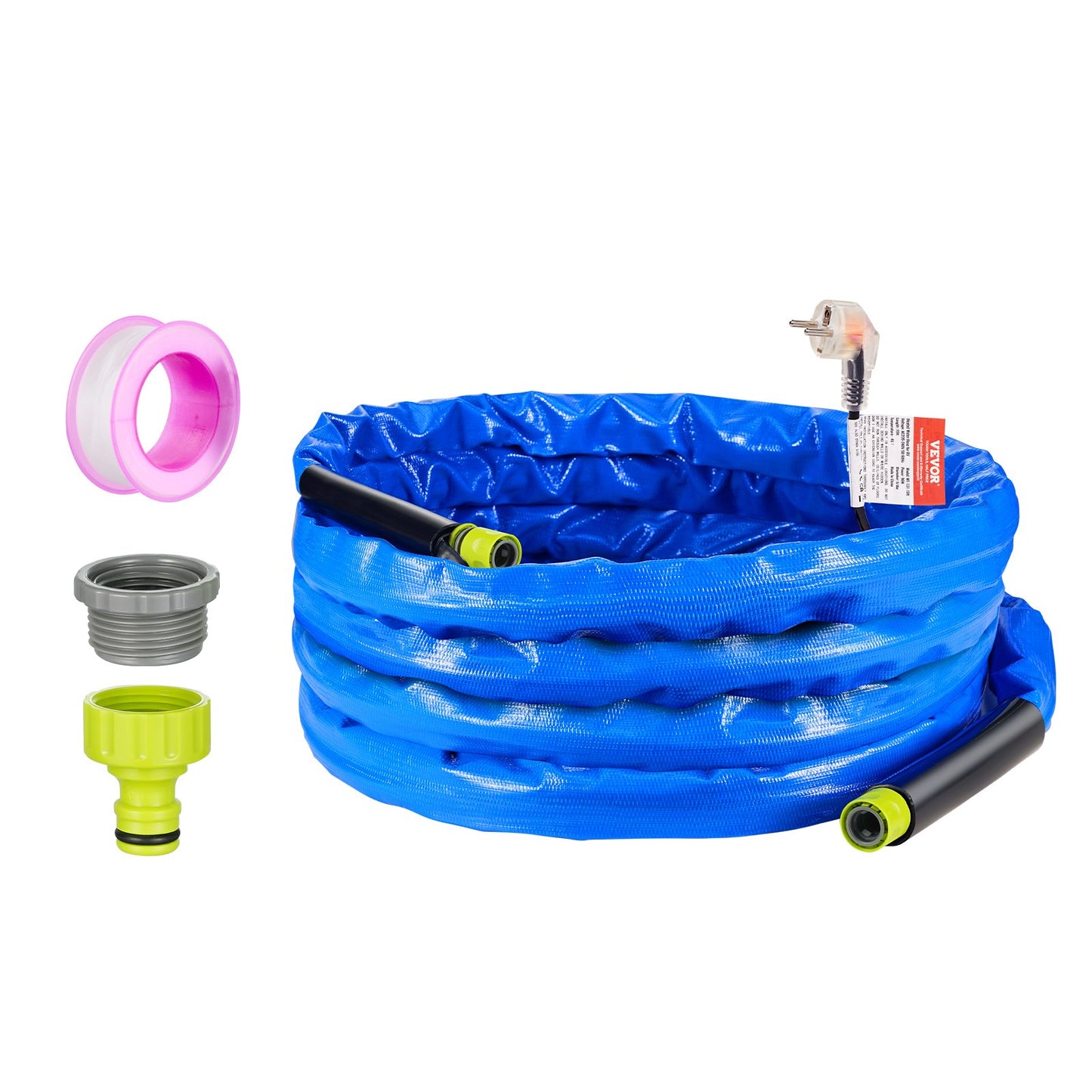 25ft Heated Water Hose for RV, Heated Drinking Water Hose with Corrugated Cover Antifreeze to -45°F, Automatic Self-regulating, 5/8" I.D. with Quick-connect Fitting Set, Lead and BPA Free