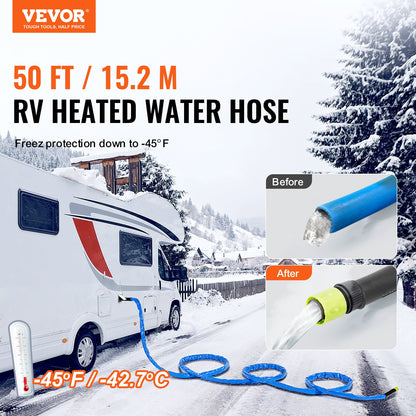 15.24 m Heated Water Hose for RV -45℉ Antifreeze Heated Drinking Water Hose