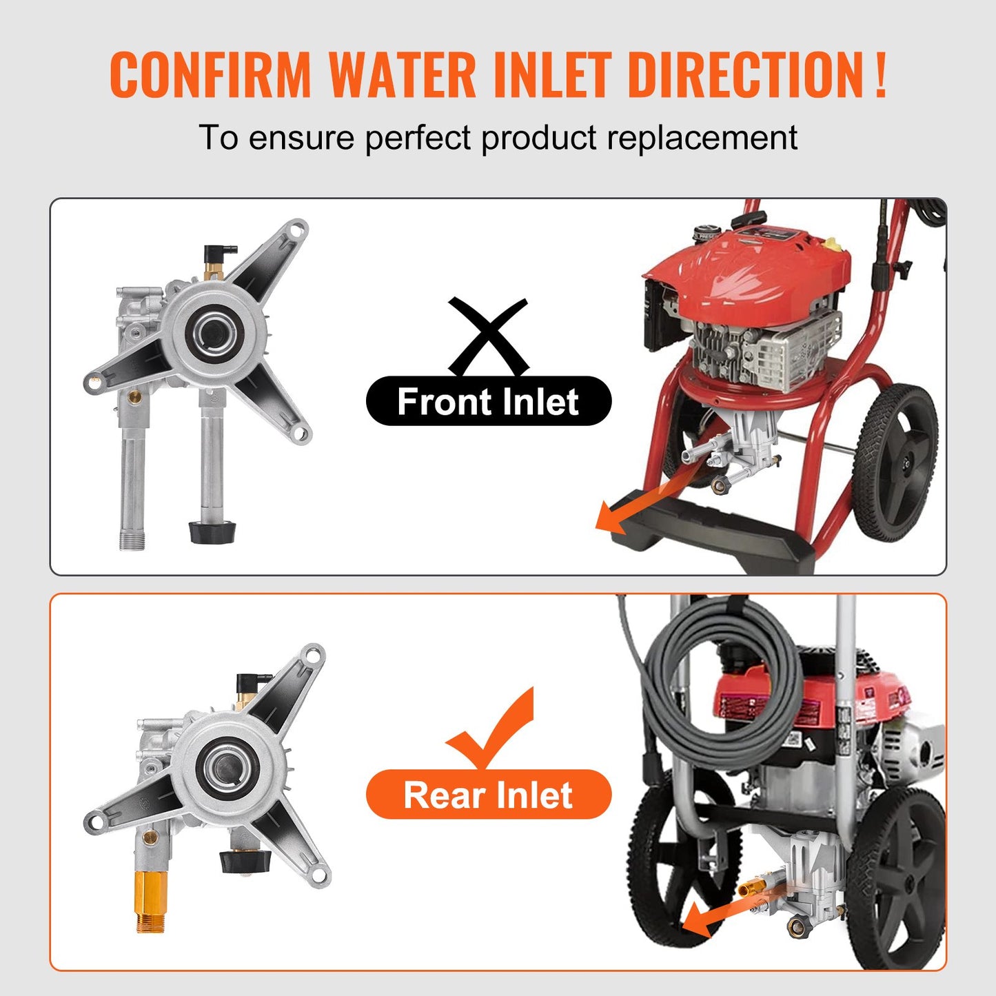 Hochdruckreinigerpumpe, 22 mm (7/8") Schaft, vertikal, 227 bar (3300 PSI), 11 l/min (3,0 GPM), Ersatz-Hochdruckreinigerpumpen-Set mit 5 Düsen, Befestigungsmaterial und Ansaugschlauch, kompatibel mit RYOBI, Honda, Briggs &amp; Stratton