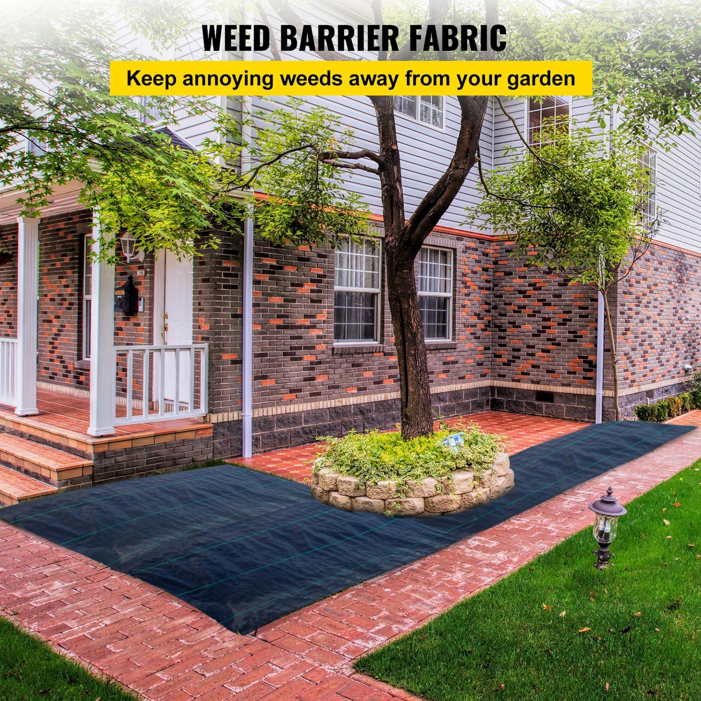 200 x 9144 cm Premium Weed Barrier Fabric Heavy Duty 90.7 g, Woven Weed Control Fabric, High Permeability Good for Flower Bed, Geotextile Fabric for Underlayment, Polyethylene Ground Cover