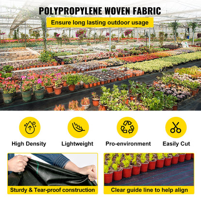200 x 9144 cm Premium Weed Barrier Fabric Heavy Duty 90.7 g, Woven Weed Control Fabric, High Permeability Good for Flower Bed, Geotextile Fabric for Underlayment, Polyethylene Ground Cover