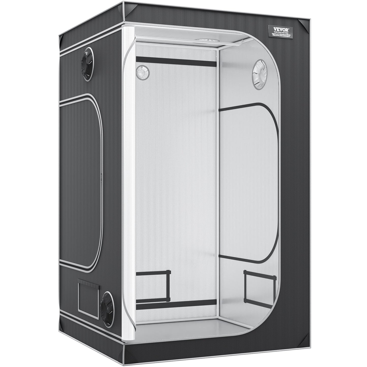 4x4 Grow Tent, 122 x 122 x 203 cm, High Reflective 2000D Mylar Hydroponic Growing Tent with Observation Window, Tool Bag and Floor Tray for Indoor Plants Growing