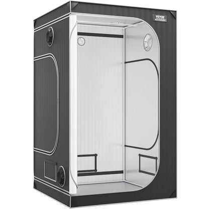 4x4 Grow Tent, 122 x 122 x 203 cm, High Reflective 2000D Mylar Hydroponic Growing Tent with Observation Window, Tool Bag and Floor Tray for Indoor Plants Growing