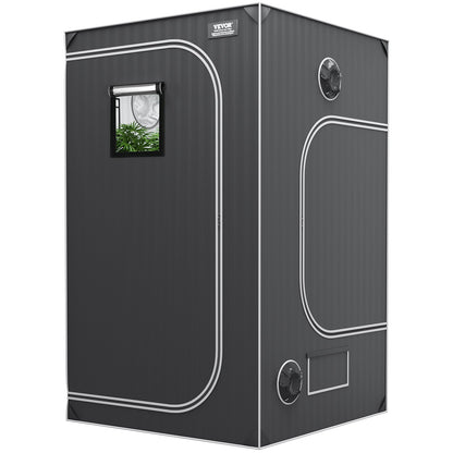 4x4 Grow Tent, 122 x 122 x 203 cm, High Reflective 2000D Mylar Hydroponic Growing Tent with Observation Window, Tool Bag and Floor Tray for Indoor Plants Growing