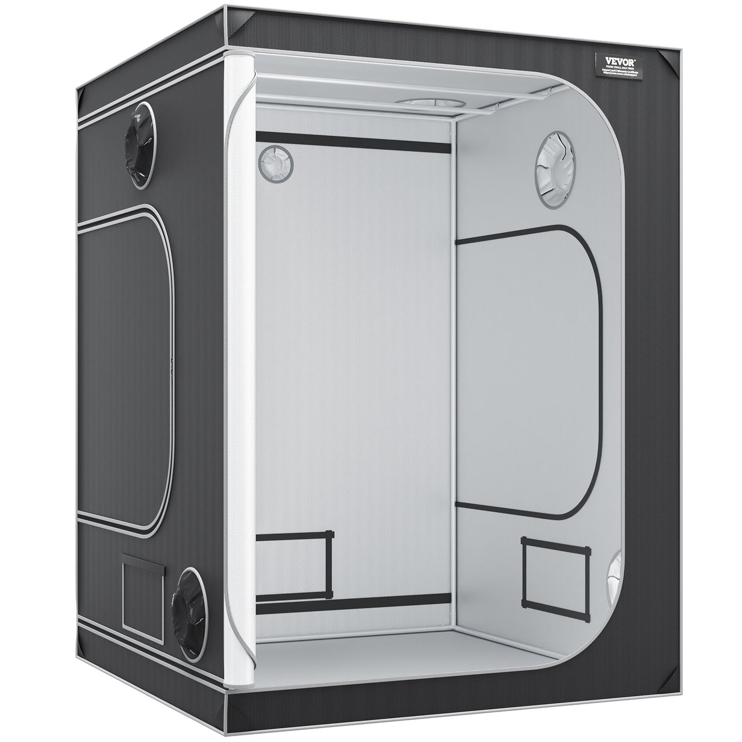 5x5 Growzelt, 1828,8 x 1828,8 x 2438,4 cm, hochreflektierendes 2000D Mylar Hydroponik-Zelt mit Sichtfenster, Werkzeugtasche und Bodenwanne für den Anbau von Zimmerpflanzen