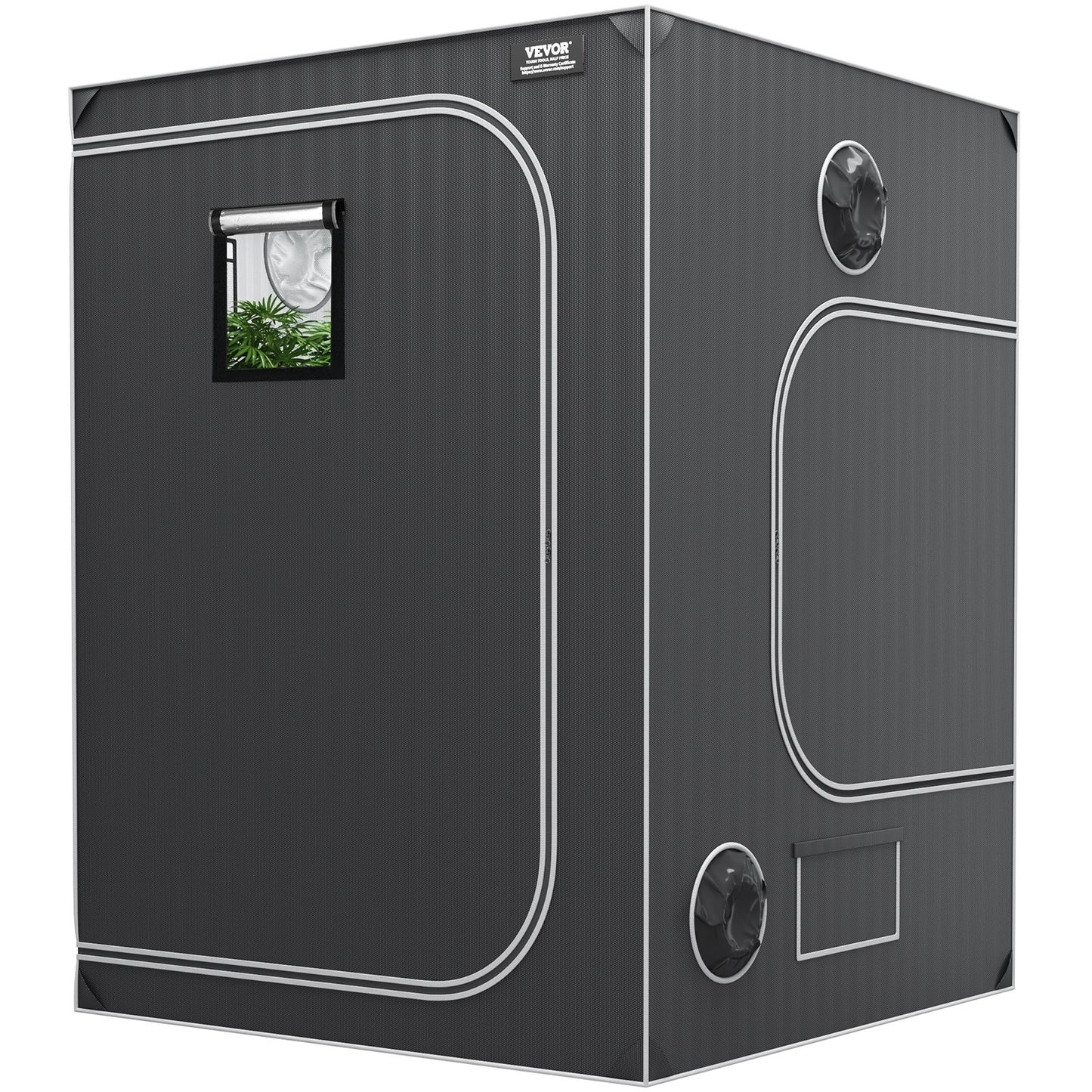 5x5 Growzelt, 1828,8 x 1828,8 x 2438,4 cm, hochreflektierendes 2000D Mylar Hydroponik-Zelt mit Sichtfenster, Werkzeugtasche und Bodenwanne für den Anbau von Zimmerpflanzen