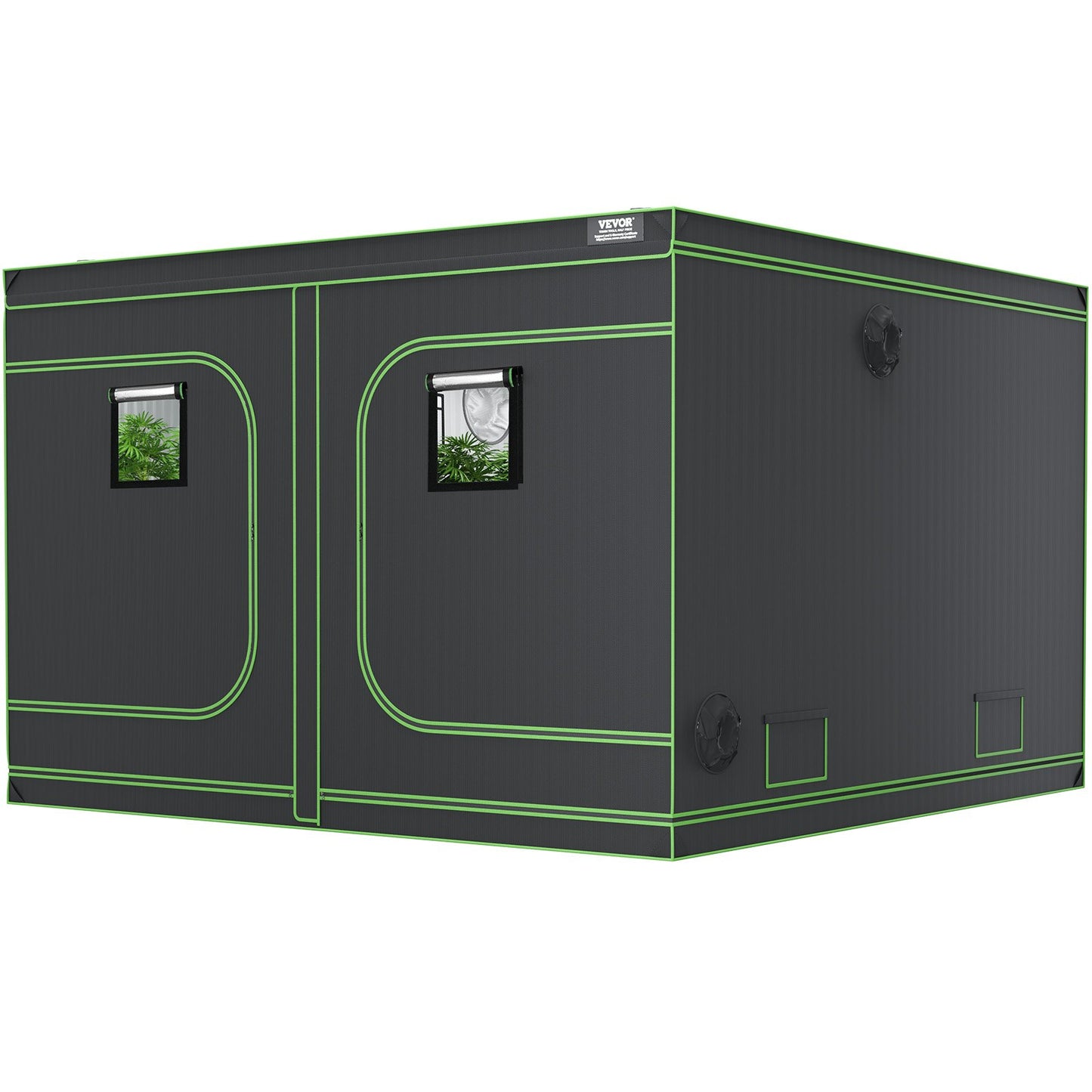 10x10 Grow Tent, 120'' x 120'' x 80'', High Reflective 600D Mylar Hydroponic Growing Tent with Observation Window, Tool Bag and Floor Tray for Indoor Plants Growing