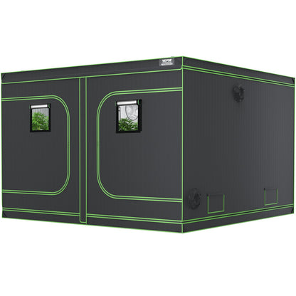 10x10 Grow Tent, 120'' x 120'' x 80'', High Reflective 600D Mylar Hydroponic Growing Tent with Observation Window, Tool Bag and Floor Tray for Indoor Plants Growing
